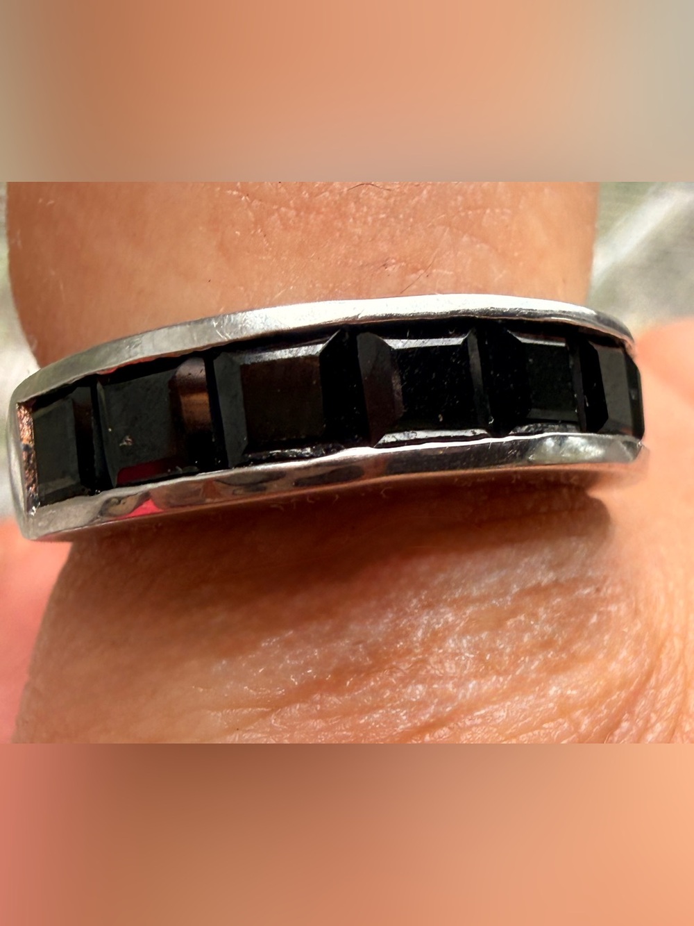 925 Black Spinel Ring Sz9